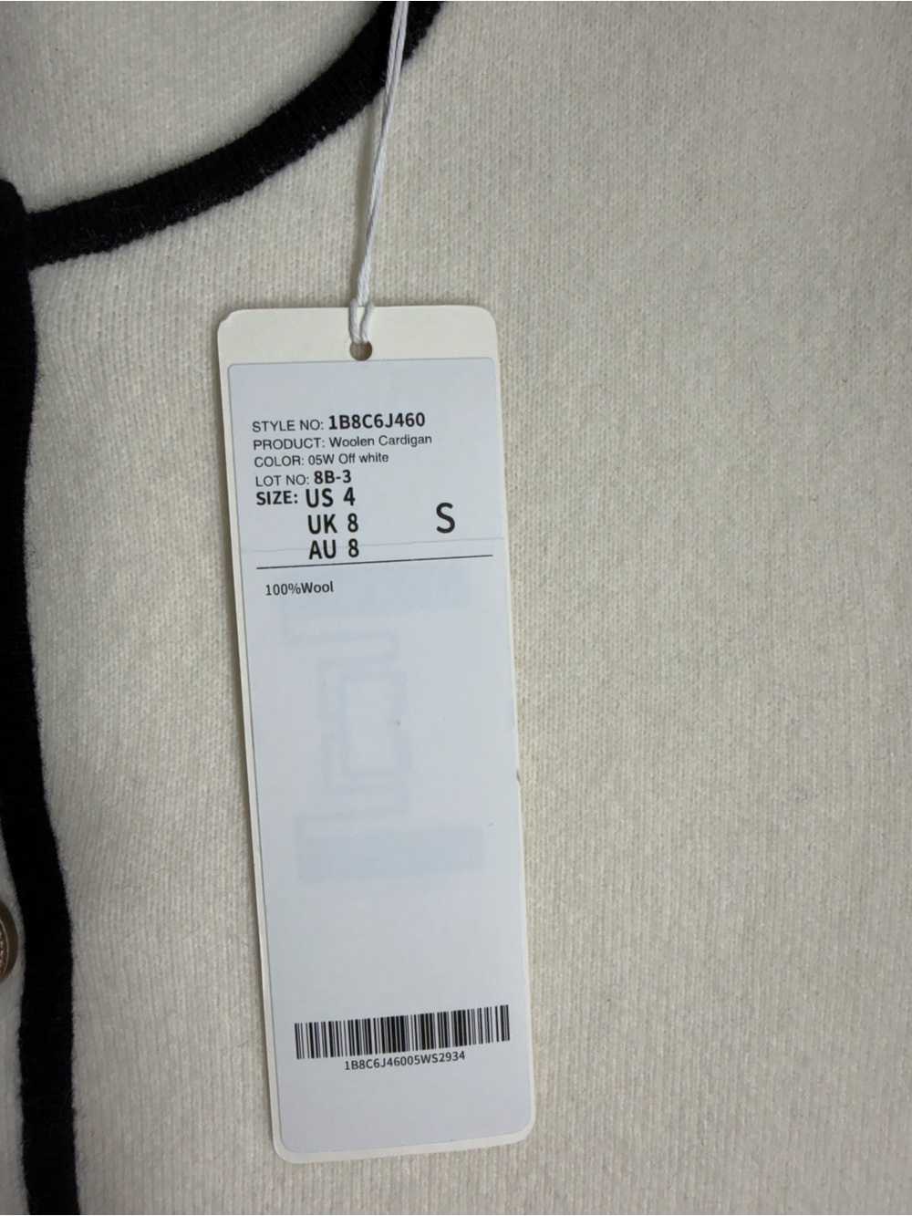 Cream Knit Sweater with Black Trim - Picture 3 of 10